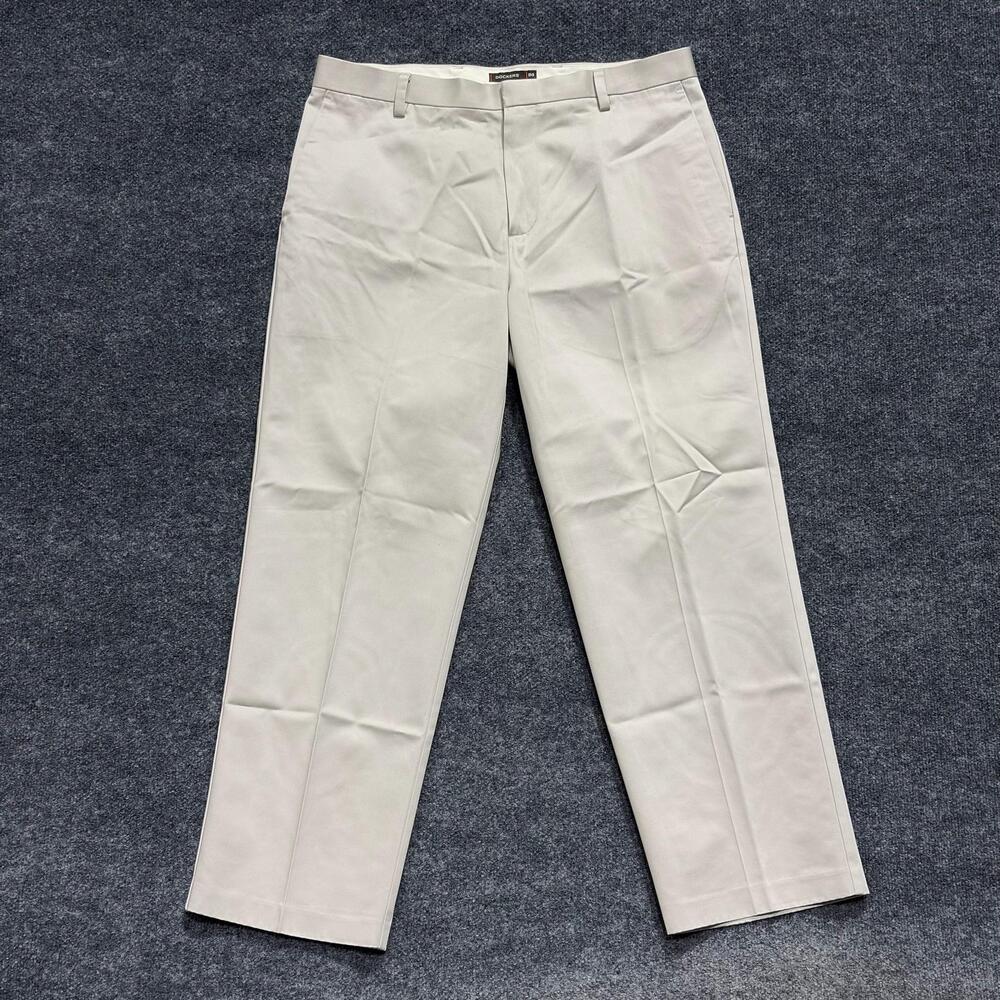 Dockers D3 Pants Mens 37x29.5 Beige Flat Front Chino Classic Cotton Casual